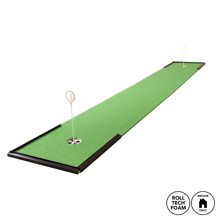 The BirdieBall 2' x 12' Customer Favorite Putting Mat features RollTech™ Foam for an authentic putt and two flagged holes. Designed for convenient at-home putting, this indoor-only mat is ideal for practice in any space.
